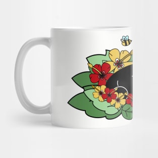 Spring Cat in Leaves and Flowers with Bees Mug